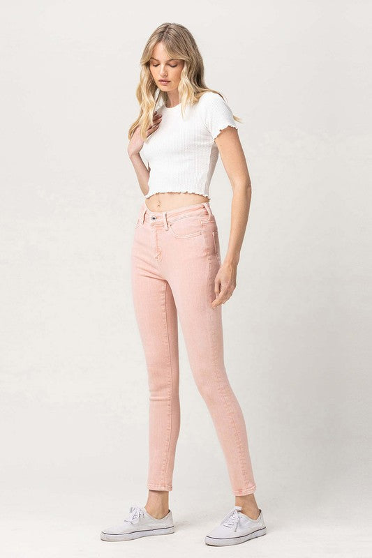 Pink High Rise Skinny Jeans from Vervet