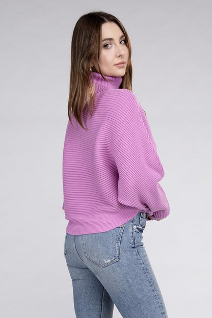 Viscose Dolman Sleeve Turtleneck Sweater in 5 Colors